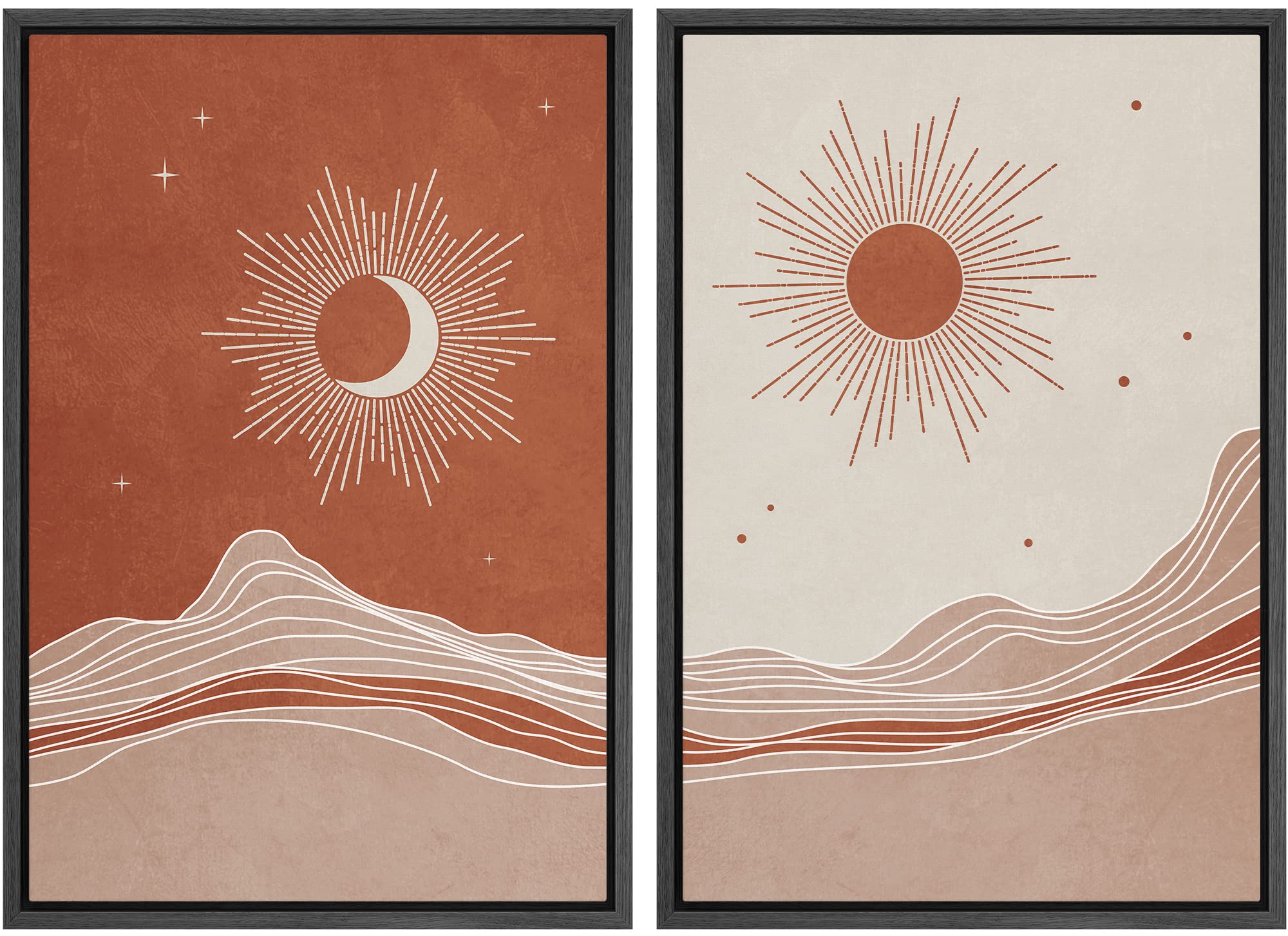 Amazon.com: Woodrose Framed Canvas Print Wall Art Crescent Moon